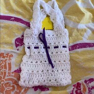 Little Girl’s Handmade Crochet Purse – White Yarn, Adorable Gift Idea